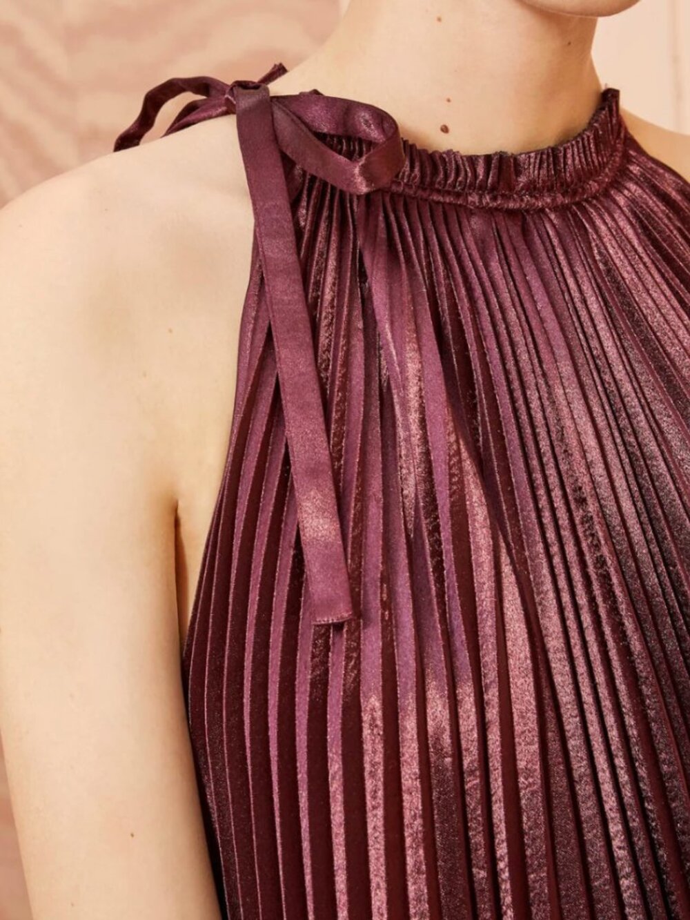 Ulla Johnson Amiko Metallic Pleated Halter Maxi Dress, 2 - Picture 5 of 7